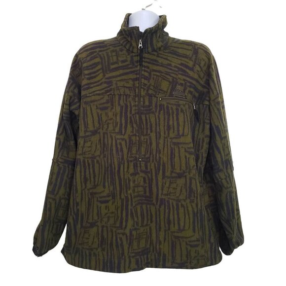 Vintage 90s Nike ACG Fleece Pullover 1/4 Zip Abstract Sweatshirt Mens Size XL - Picture 1 of 15